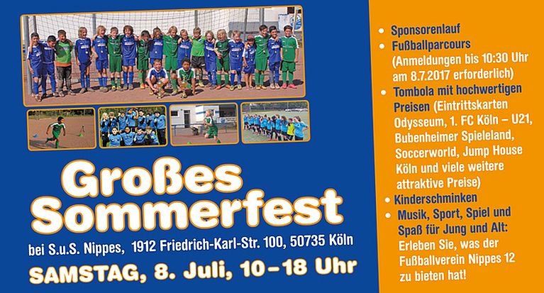Sommerfest bei SuS Nippes 1912 am 8. Juli in der Friedrich-Karl-Straße
