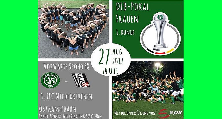 Vorwärts SpoHo Köln empfängt am Sonntag den 1. FFC Niederkirchen in der 1. Hauptrunde des DFB-Pokals der Frauen